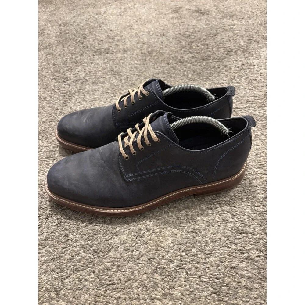 Cole Haan C25105 Tyler Grand Plain Toe Oxford Derby Leather Shoes Size 10.5 Navy